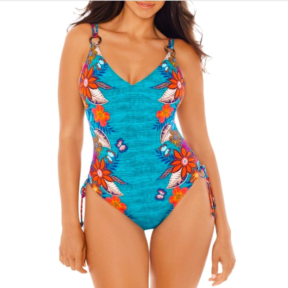 NWT SKINNY DIPPER Floral-Print One-Piece Swimsuit - Size S, M, L